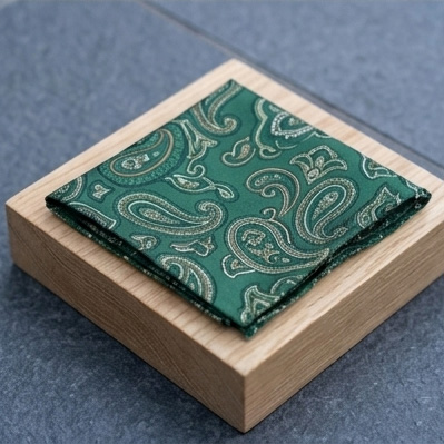 Emerald Paisley Pocket Square