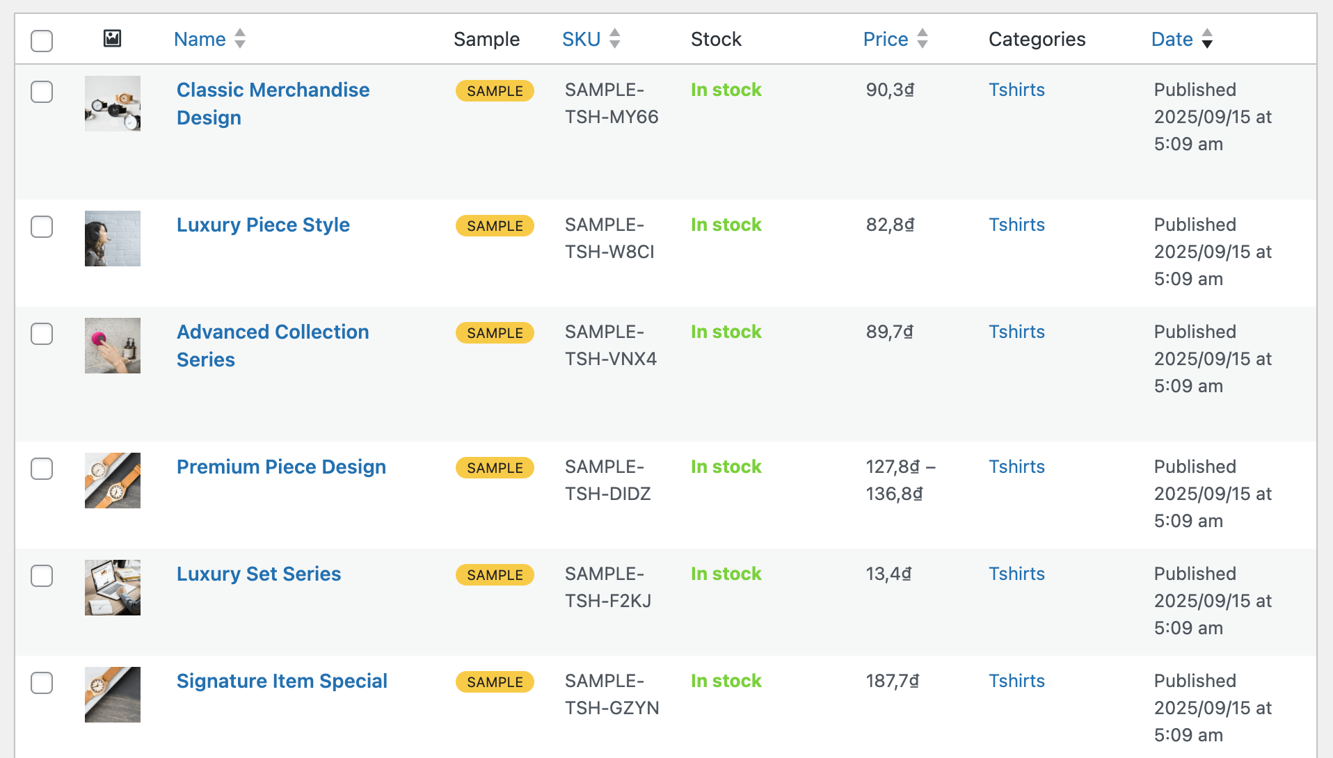 Sample product generator
