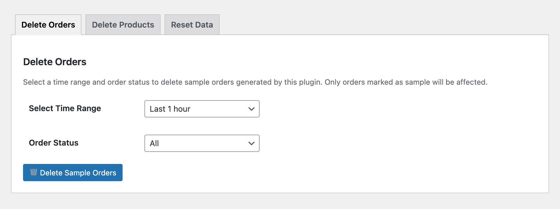 Delete and reset sample data