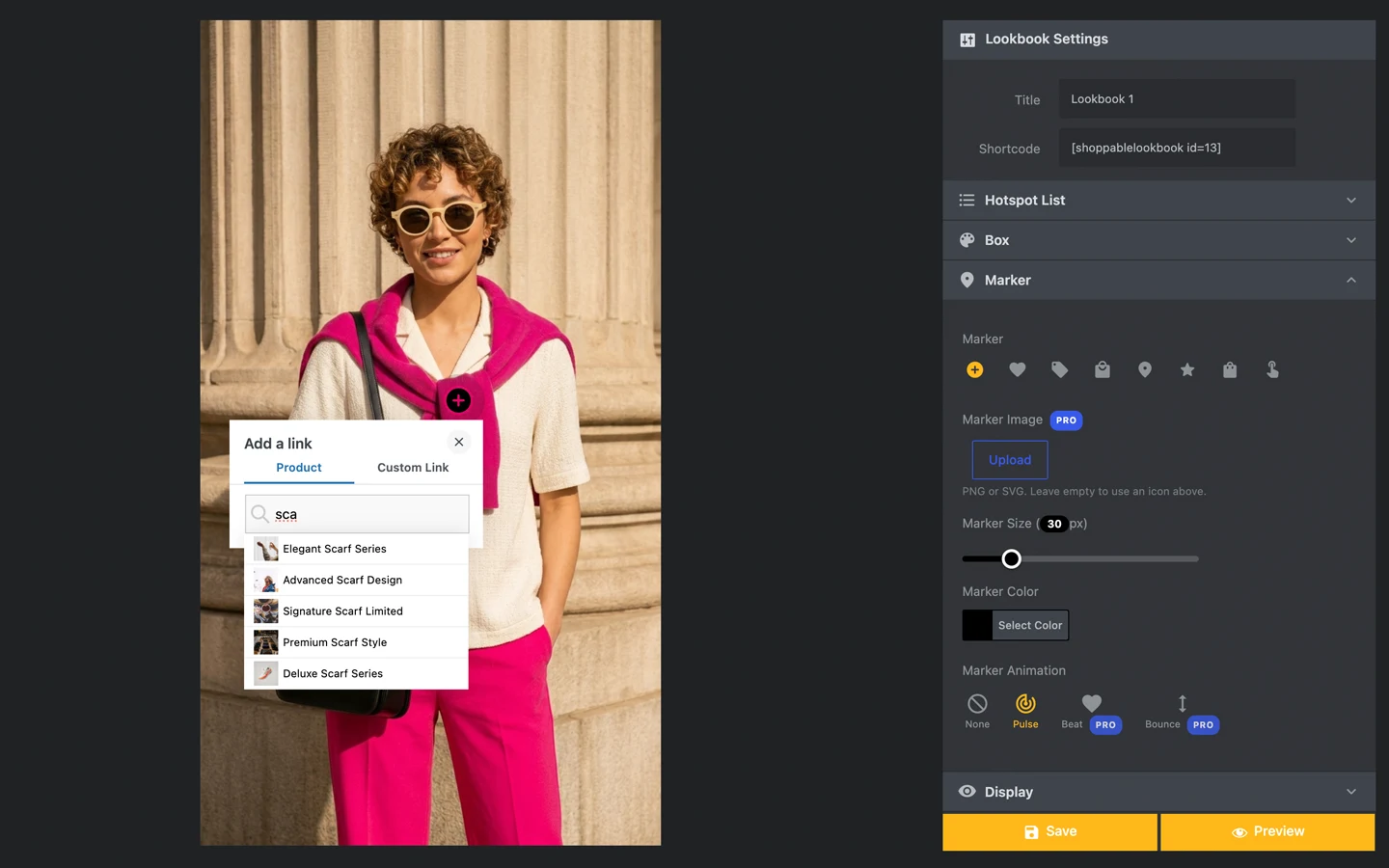 Shoppable Lookbook drag-and-drop marker editor