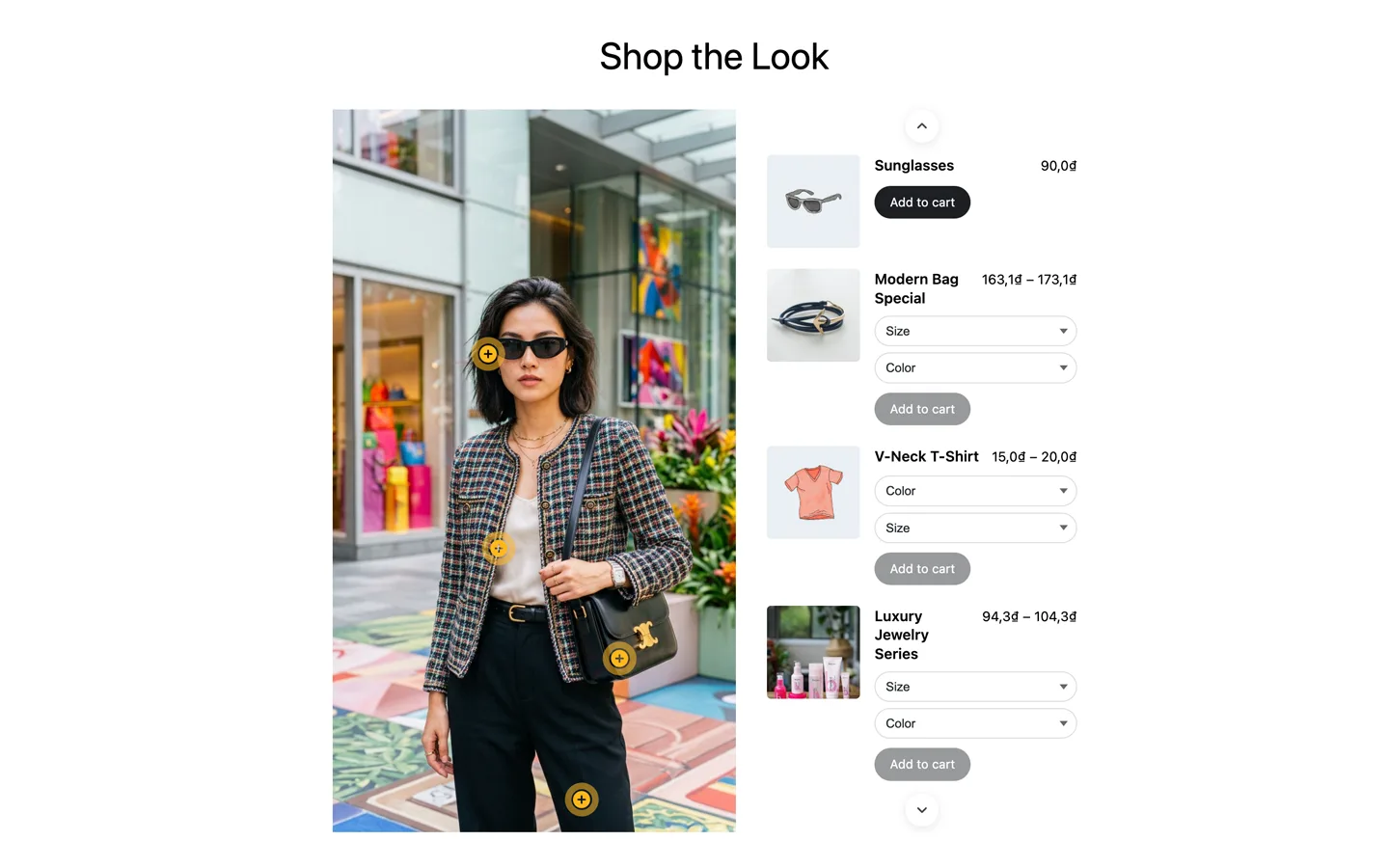 Shop the Look product list beside a lookbook image